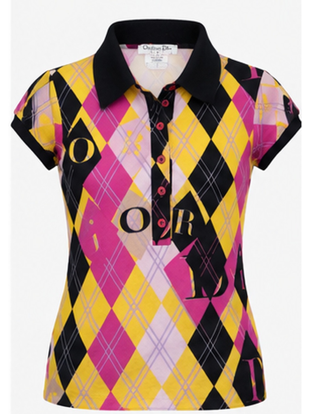 Rare Christian Dior by John Galliano F/W 2004 Golf Argyle Logo Polo Shirt